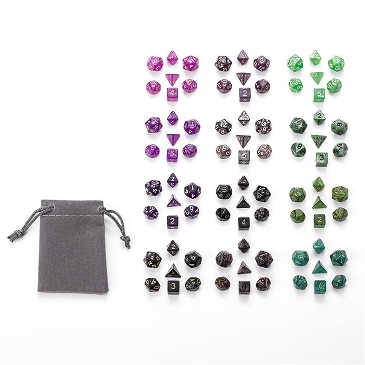 Green Funny Cute Small Polyhedral Mini 10mm DND Dice Set for Child Games