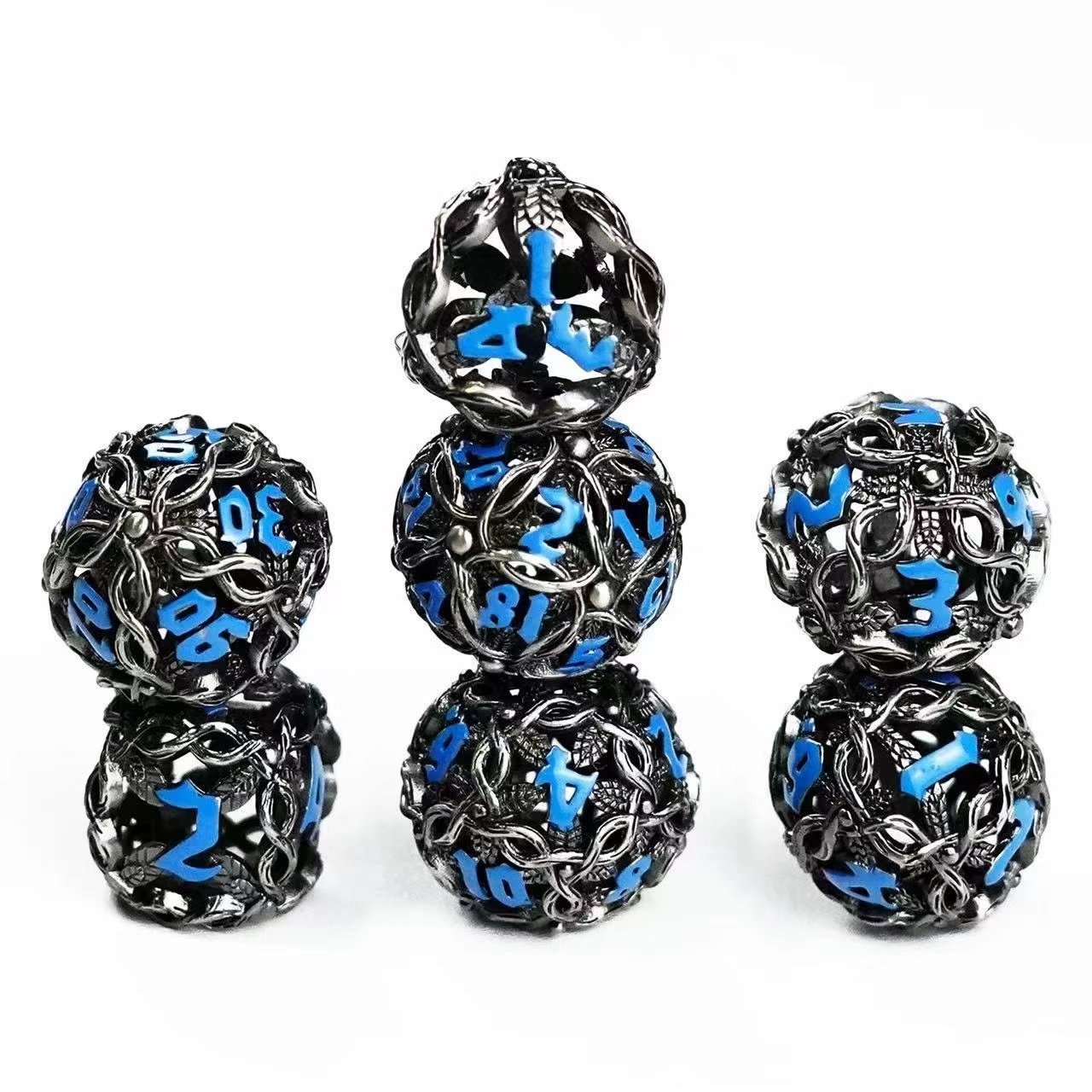 7Pcs Nature Tree Vines Leaf Hollow Metal DND Dice Set D&D for Dungeons and Dragons Polyhedral RPG Role Playing Game Dice