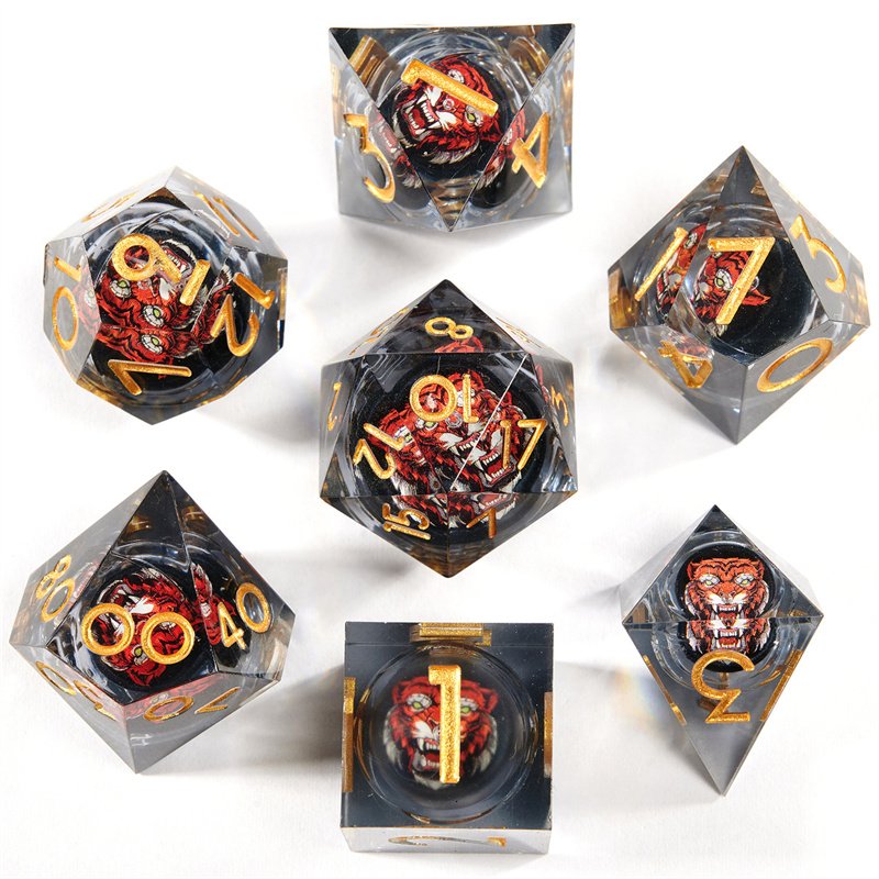 Resin Liquid Core Dragon Ball Dice 7 Dnd Set Dragon and Dungeon Sharp Edge Dice