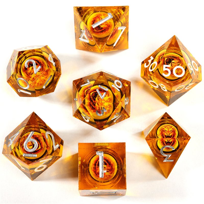 Resin Liquid Core Dragon Ball Dice 7 Dnd Set Dragon and Dungeon Sharp Edge Dice