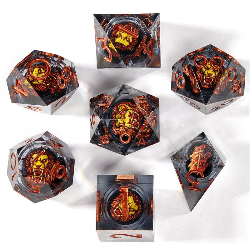 Resin Liquid Core Dragon Ball Dice 7 Dnd Set Dragon and Dungeon Sharp Edge Dice