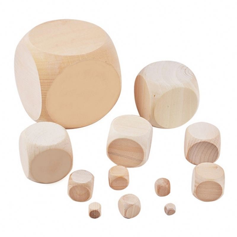 Kraff Customized Wooden Blank Dice 10-60mm Round Corner Wooden Dice For Engraving DIY
