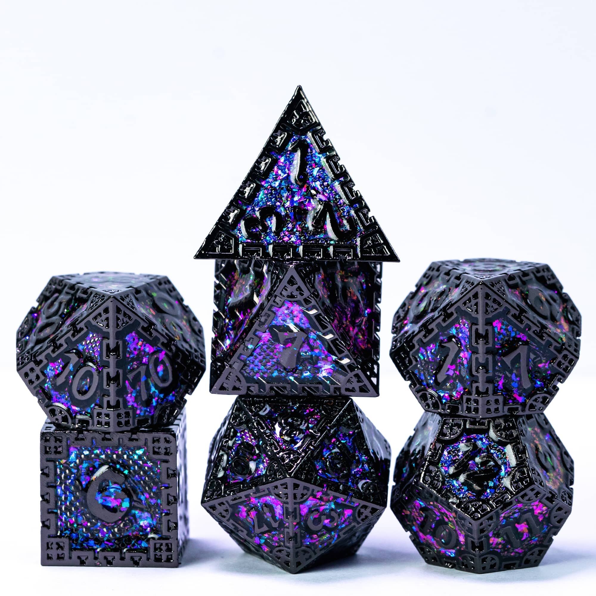 Udixi Polyhedral custom logo rpg dungeons and dragons metal dice game set Purple