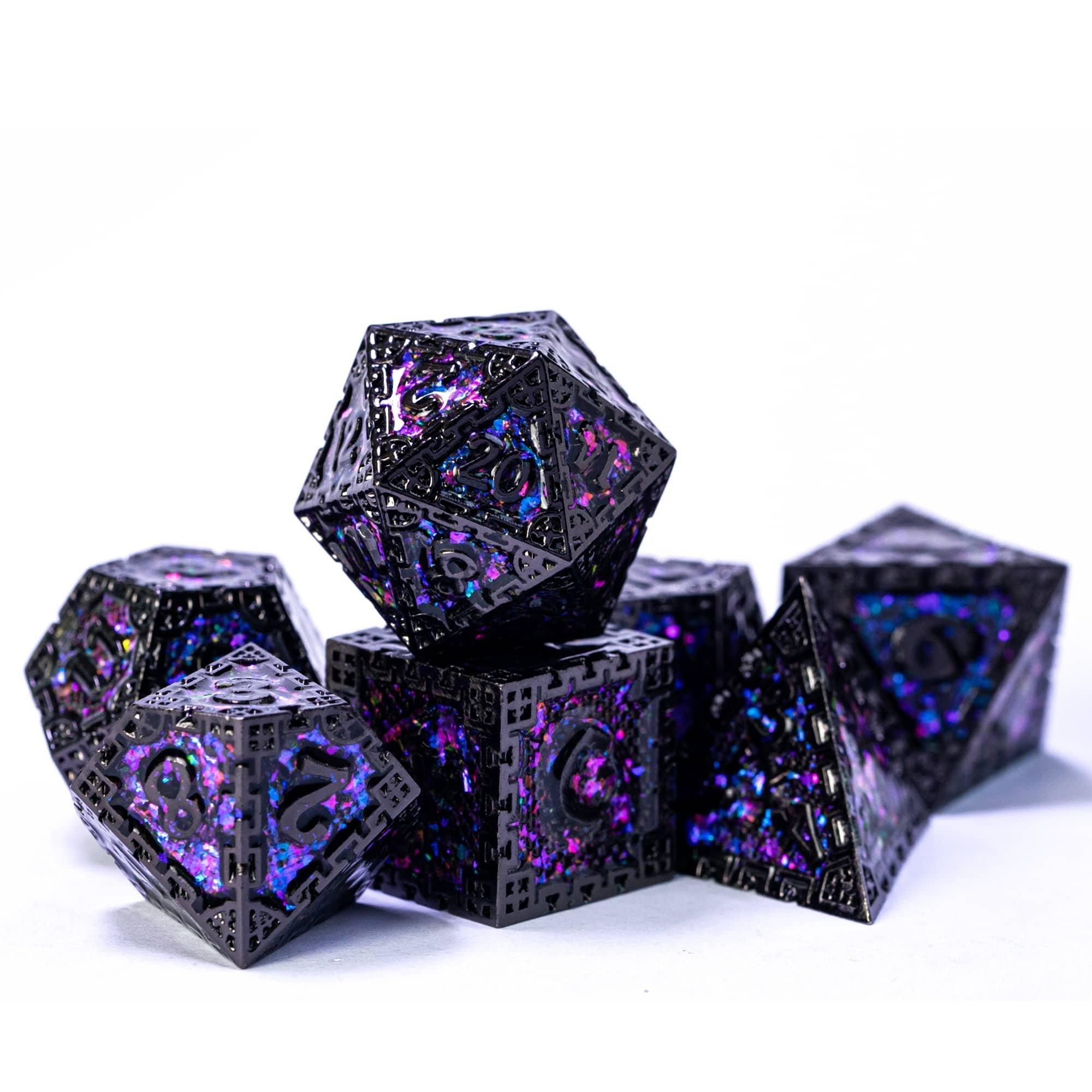 Udixi Polyhedral custom logo rpg dungeons and dragons metal dice game set Purple