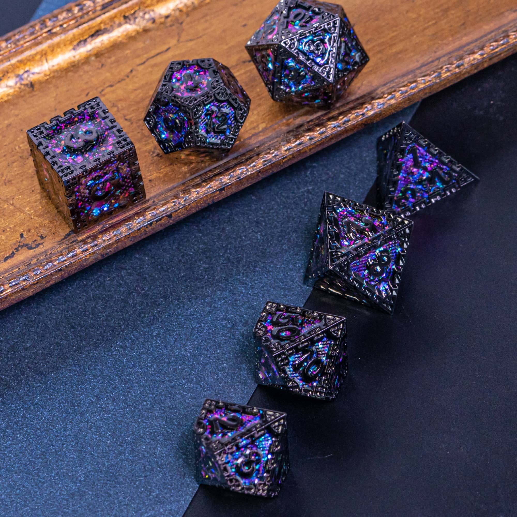 Udixi Polyhedral custom logo rpg dungeons and dragons metal dice game set Purple