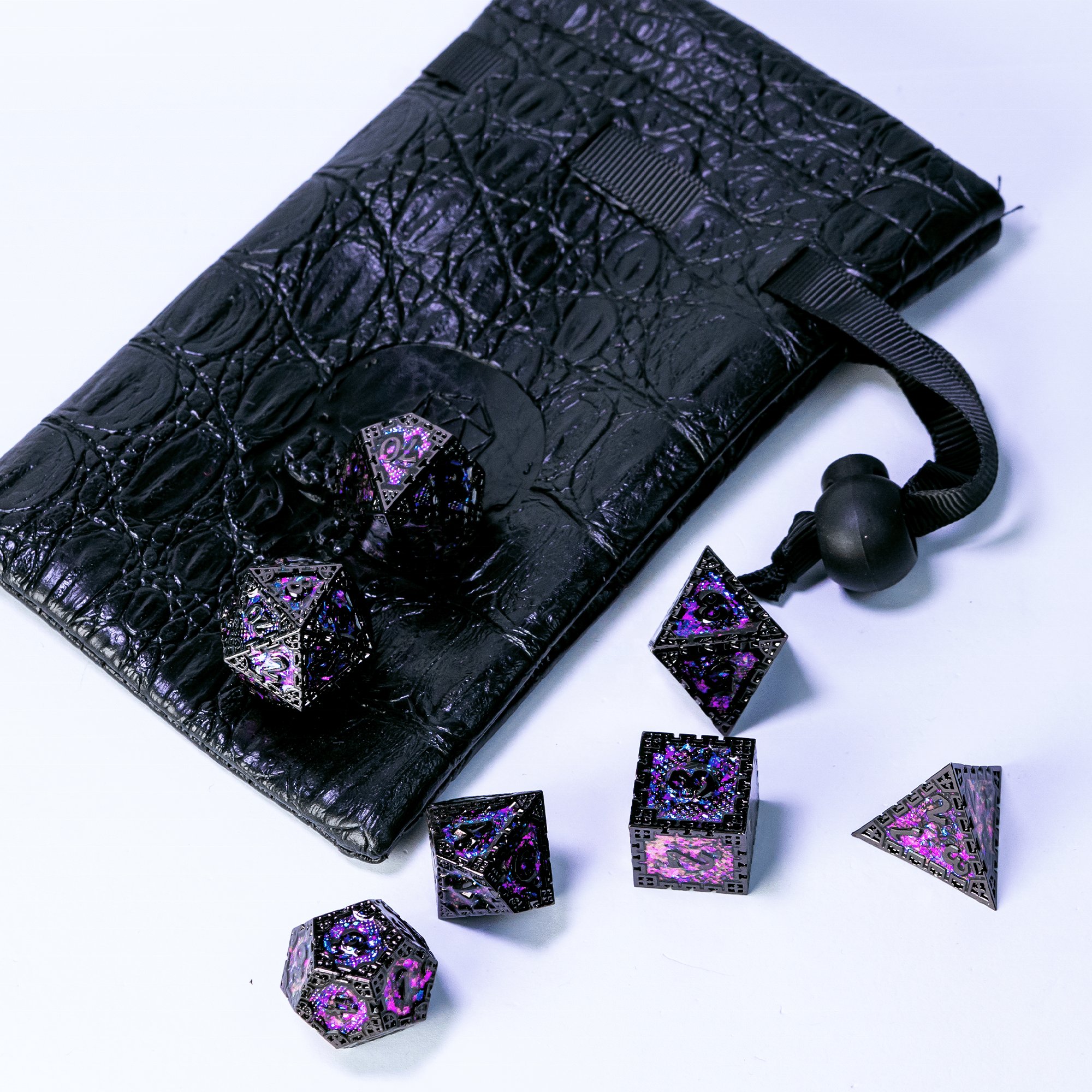 Udixi Polyhedral custom logo rpg dungeons and dragons metal dice game set Purple
