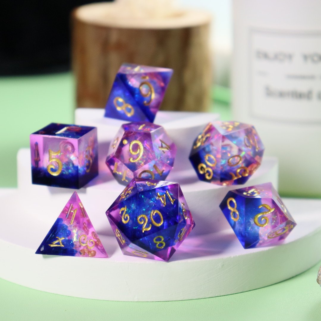 Wholesale Customized High Quality Resin Dice Set Colorful with Numbers for DND Game