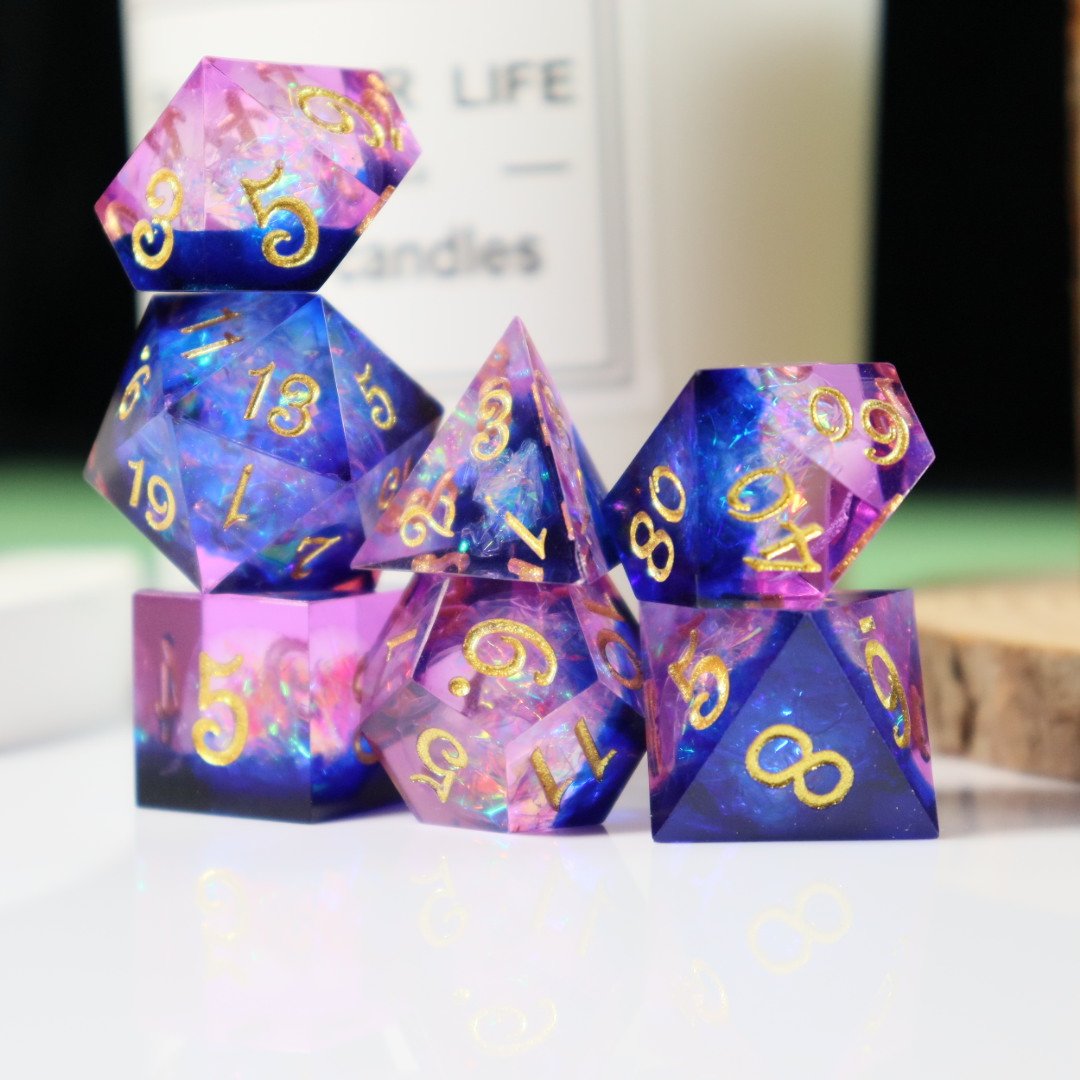 Wholesale Customized High Quality Resin Dice Set Colorful with Numbers for DND Game