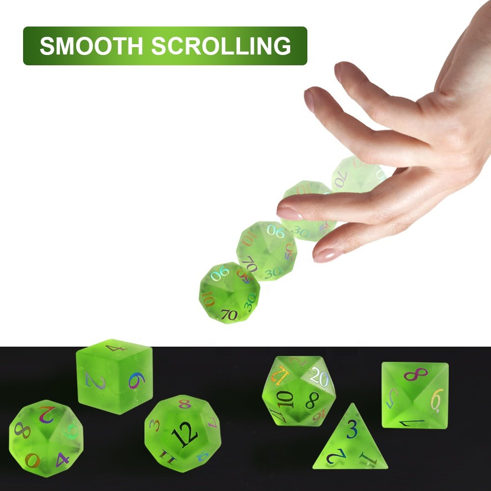 DND Dice Green Cracked Frosted Glass Polyhedron Bulk Dice Wholesale For DND Games RPG