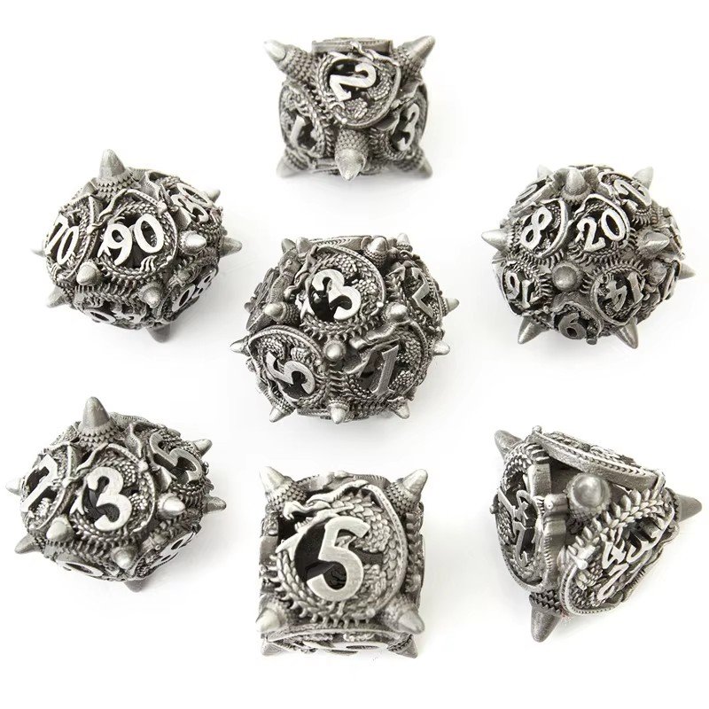 Mini Planet Wholesale RPG Board Games Handmade polyhedral Copper Metal dice set 7pcs Dice Set Custom Logo for DND MTG Players