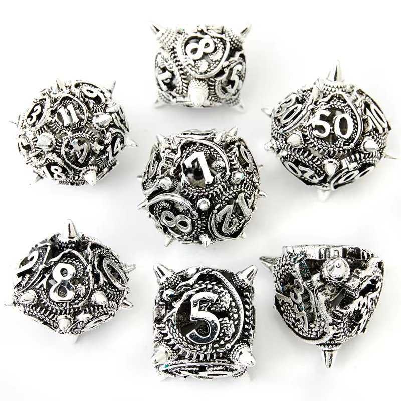 Mini Planet Wholesale RPG Board Games Handmade polyhedral Copper Metal dice set 7pcs Dice Set Custom Logo for DND MTG Players