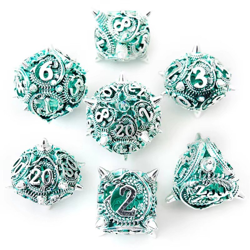 Mini Planet Wholesale RPG Board Games Handmade polyhedral Copper Metal dice set 7pcs Dice Set Custom Logo for DND MTG Players