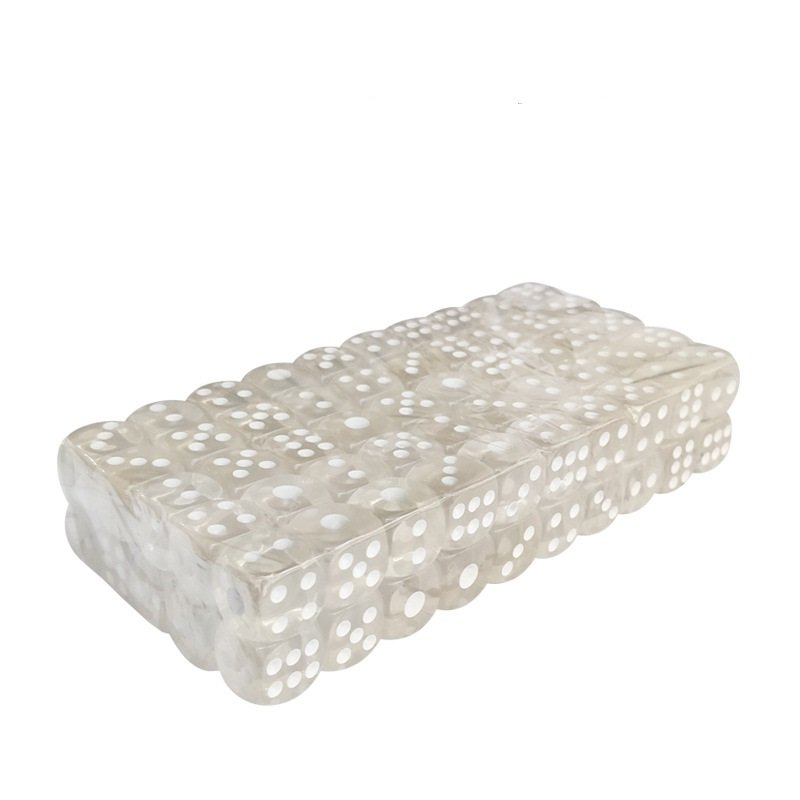14mm Transparent Dice White Acrylic Rounded Corner Crystal Entertainment Game Dice Stock Products Wholesale Board Acrylic Dice