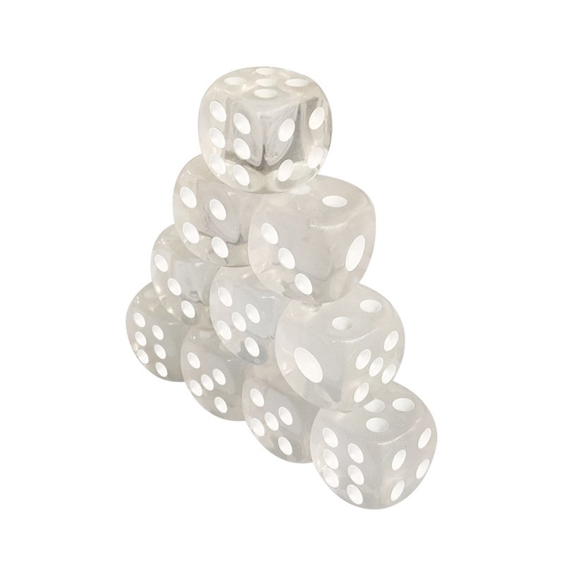 14mm Transparent Dice White Acrylic Rounded Corner Crystal Entertainment Game Dice Stock Products Wholesale Board Acrylic Dice