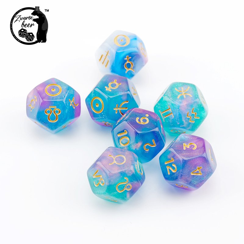 D12 3Pcs Multifaceted Dice Set 12-Sided Astrology Zodiac Sign Tarot Card Dice Constellation Divination Toys Board Game Dice