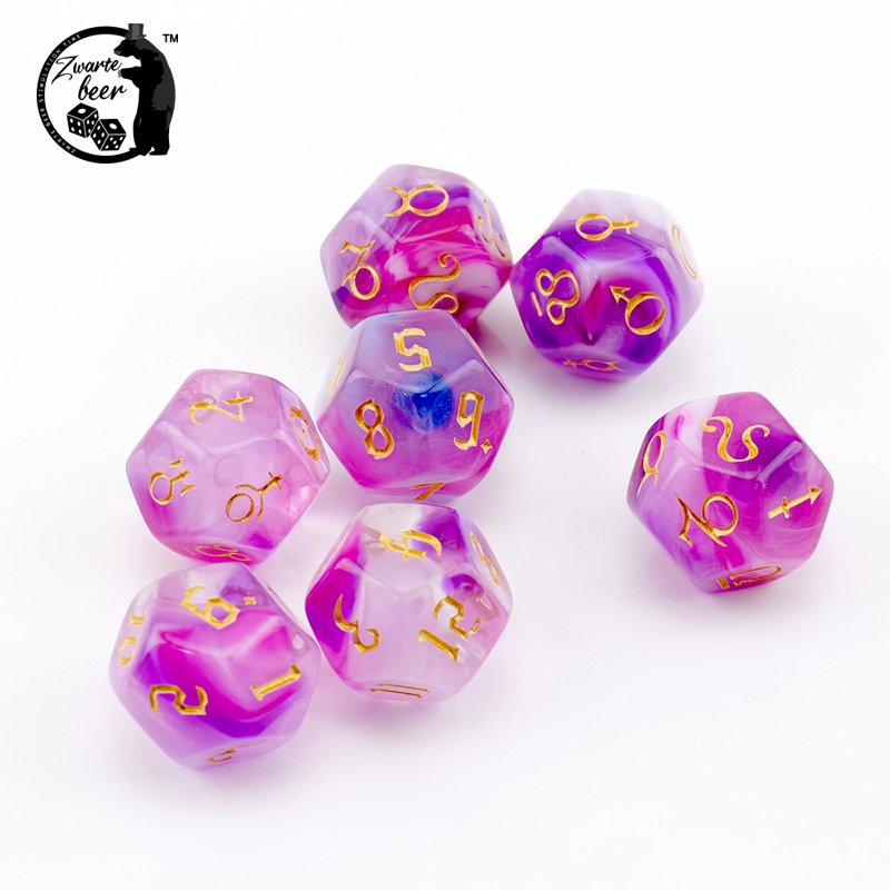 D12 3Pcs Multifaceted Dice Set 12-Sided Astrology Zodiac Sign Tarot Card Dice Constellation Divination Toys Board Game Dice