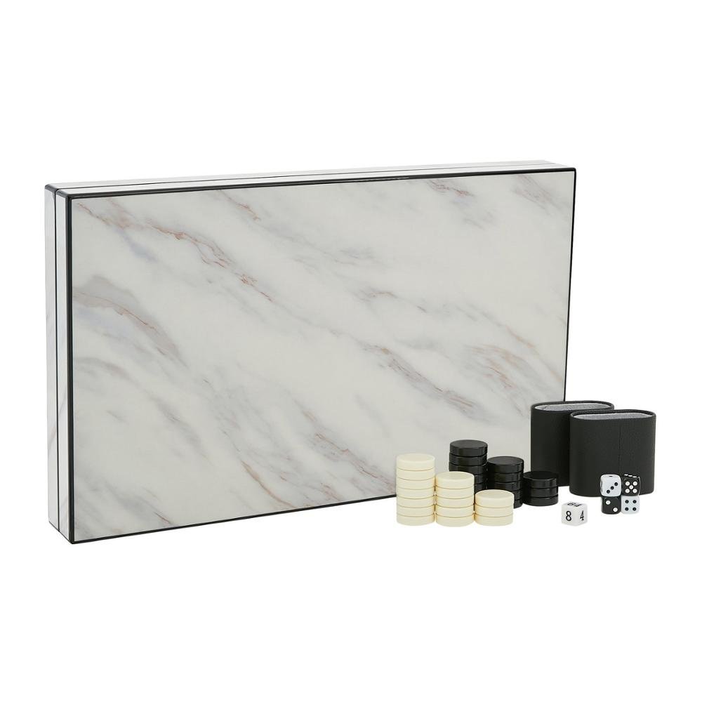Factory Directly Supply high quality Hot Sale Luxury Leather chess game box Marble Backgammon Set