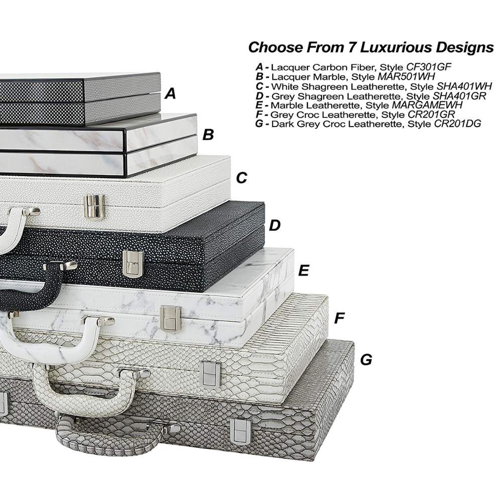 Factory Directly Supply high quality Hot Sale Luxury Leather chess game box Marble Backgammon Set