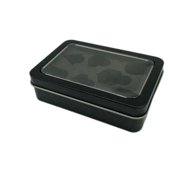 Hot Selling Metal Tin DND Dice Packaging Luxury Gift Dice Box with Window Clear