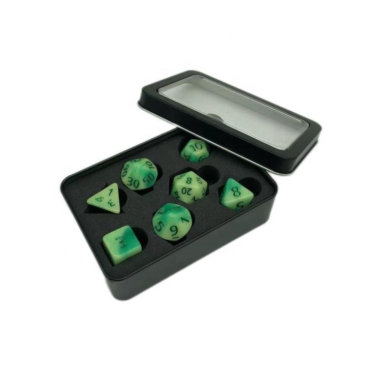 Hot Selling Metal Tin DND Dice Packaging Luxury Gift Dice Box with Window Clear