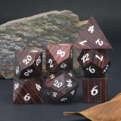Rainbow Wooden Polyhedral Dnd Rpg Dice Set For Dungeons And Dragons