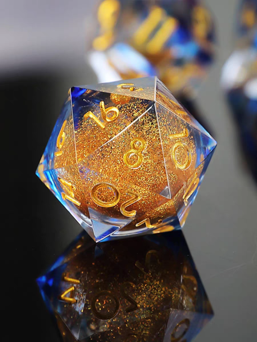 2024 Best selling Edge Sharp Edge Resin Dice Set Custom Polyhedral DND Dice Set Liquid Core dice d&d for RPG