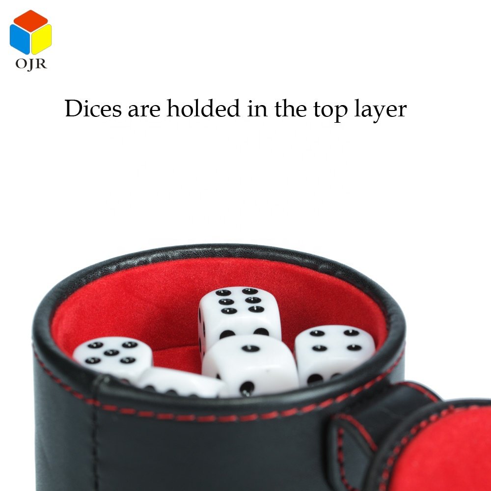 Black Shaker Cups Set Cheap Custom Logo Personalized Pu Leather High Quality Dice Cup For Travel