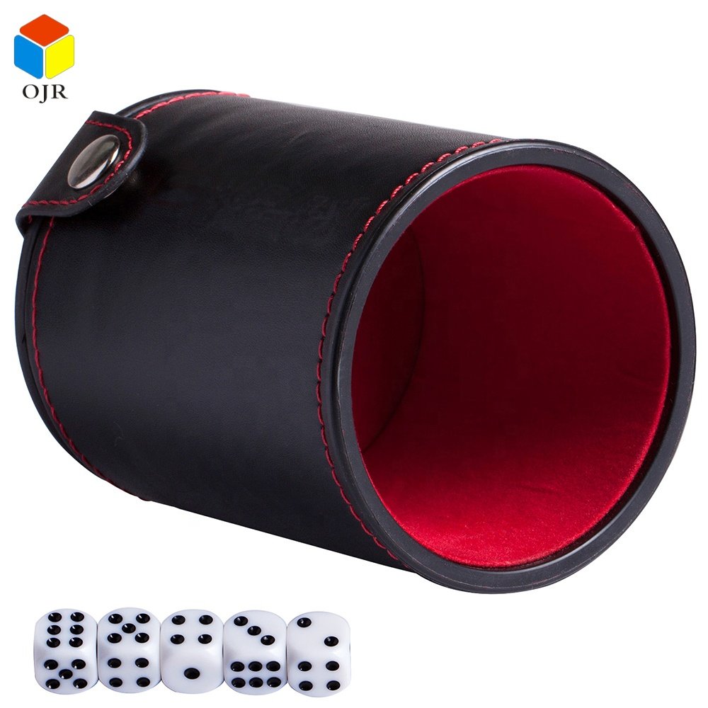 Black Shaker Cups Set Cheap Custom Logo Personalized Pu Leather High Quality Dice Cup For Travel