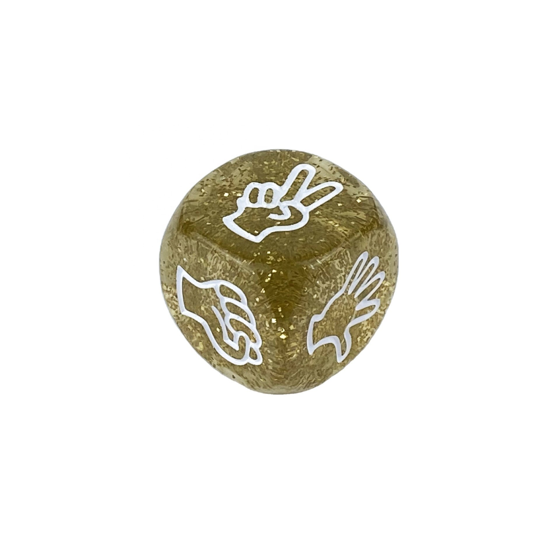 Glistening 20mm 6 sides acrylic PMMA transparent flash powder colors stone rock paper scissors finger guessing game dice cube