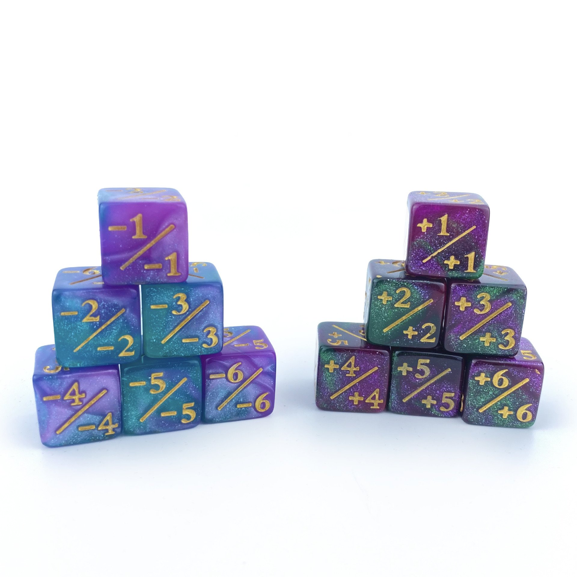 16mm Plastic Cube Dice White and Black Stationery +1 and -1 Counter Dice +/- Plus Sign Minus Sign Model Number D6