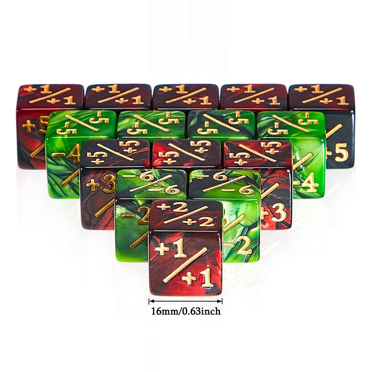 16mm Plastic Cube Dice White and Black Stationery +1 and -1 Counter Dice +/- Plus Sign Minus Sign Model Number D6
