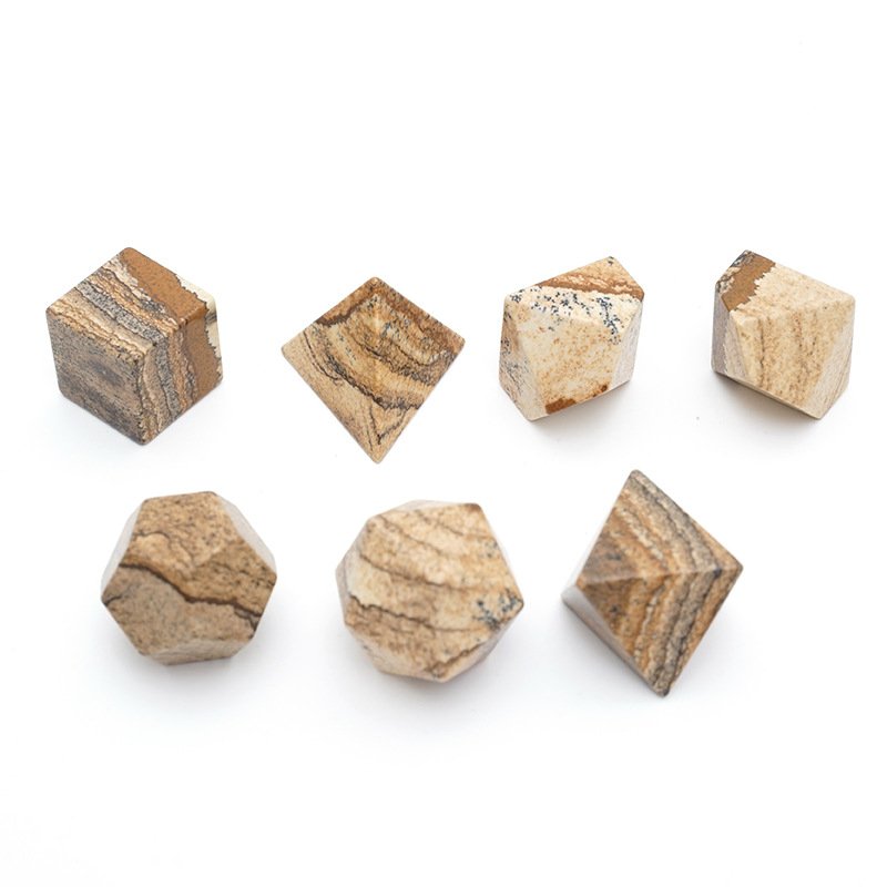 Handcrafted Picture Jasper Gemstone Dice Custom Polyhedral d4, d6, d8, d10, d10%, d12, d20 Natural Stone DND Dice Set