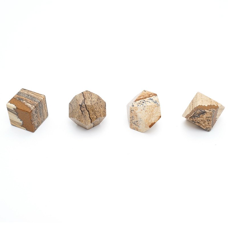 Handcrafted Picture Jasper Gemstone Dice Custom Polyhedral d4, d6, d8, d10, d10%, d12, d20 Natural Stone DND Dice Set