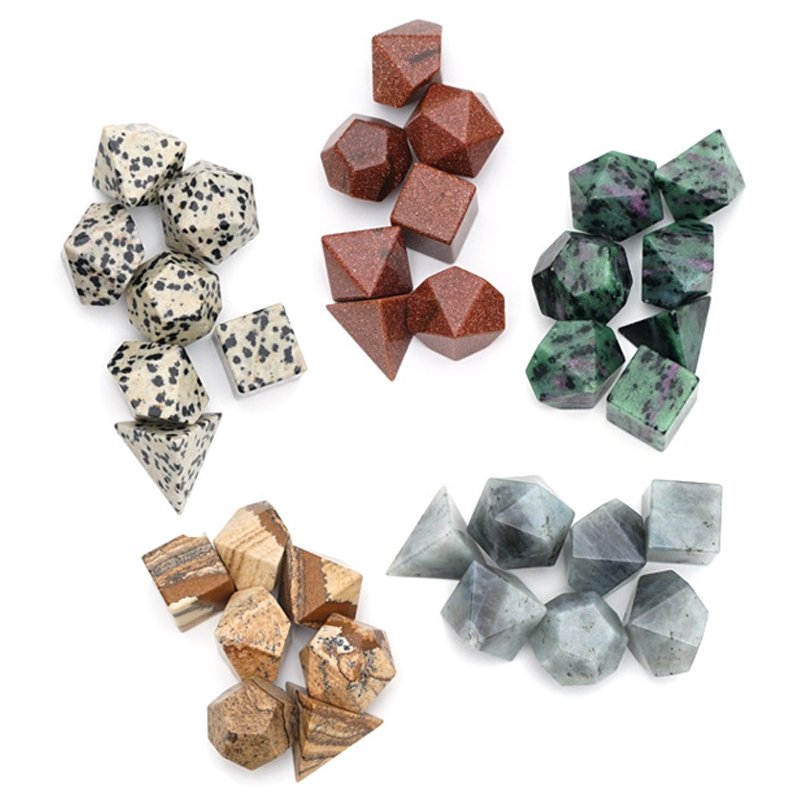 Handcrafted Picture Jasper Gemstone Dice Custom Polyhedral d4, d6, d8, d10, d10%, d12, d20 Natural Stone DND Dice Set