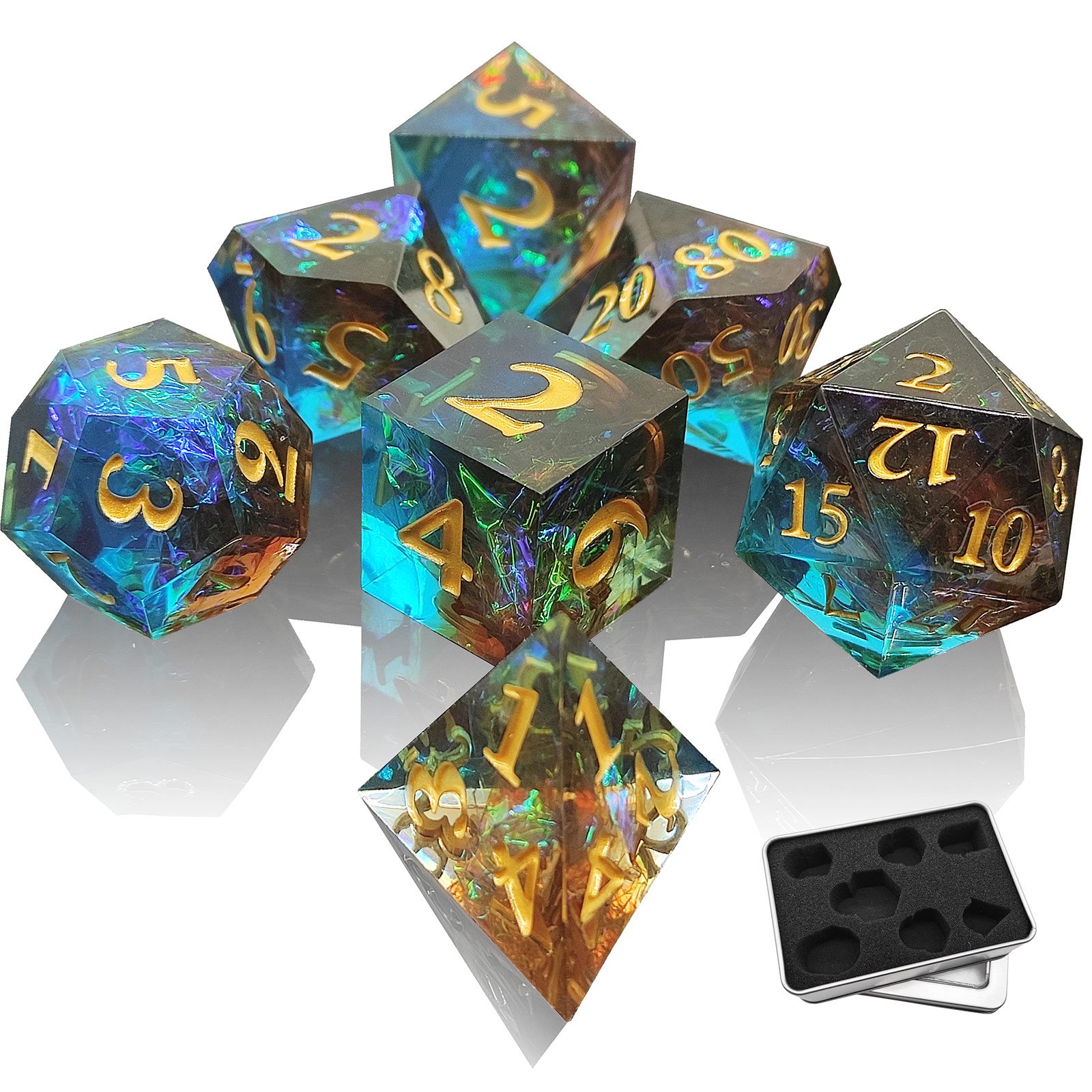 Skull christmas dice D&D RPG D20 D6 Polyhedral Game Pathfinder dungeons and dragons DND Dice Set Sharp Edge Resin Dice Custom