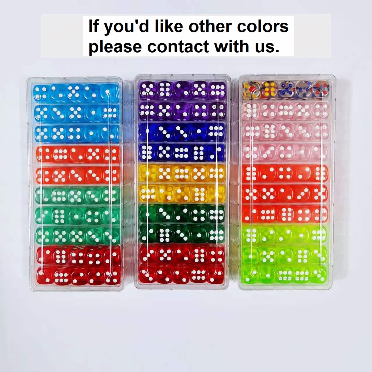 14mm 6 sided transparent colors round corner plastic playing acrylic game dices cubes wholesale dice casino dice 100pcs per box