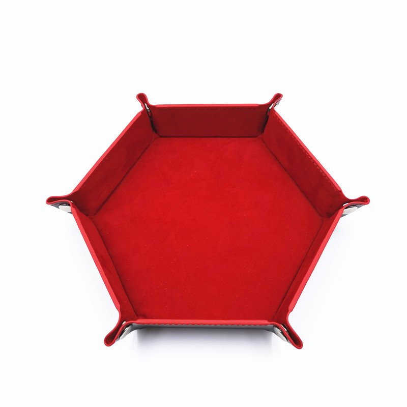 YML factory wholesale Spot hexagonal velvet dice tray collapsible storage box pu tray desktop foldable storage box