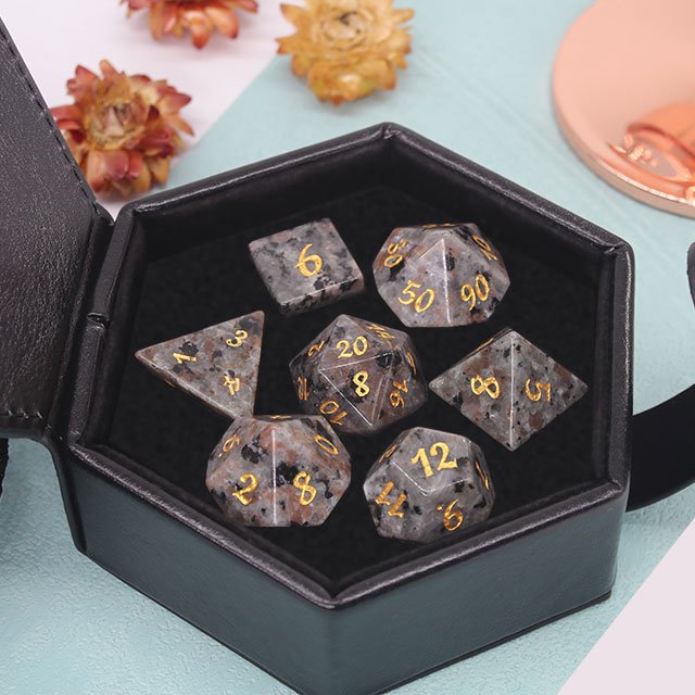 Tabletop Game Dice Flame Stone RPG Dice DND Natural Gemstone Dice Set For Dungeons and Dragons DND