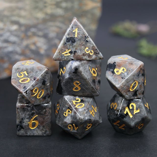 Tabletop Game Dice Flame Stone RPG Dice DND Natural Gemstone Dice Set For Dungeons and Dragons DND