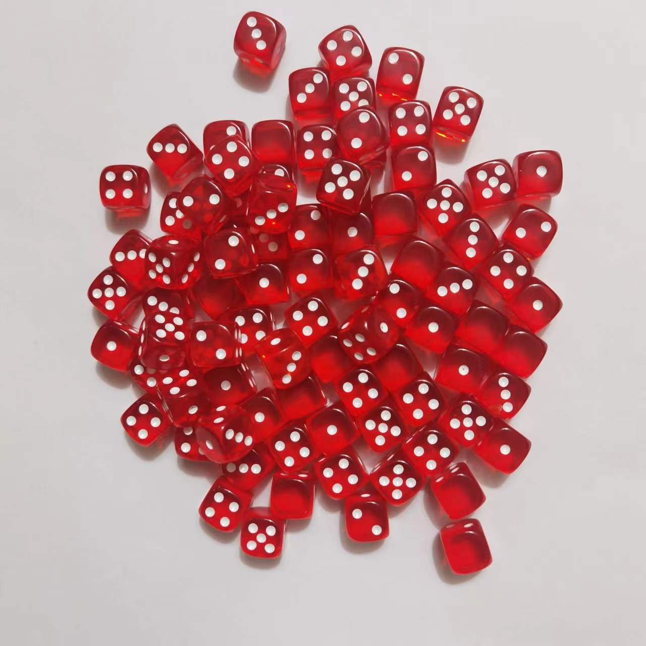 Best Quality 15mm Red Color With White Dots Round Corner Transparent Dice For Friends And Family Game Set