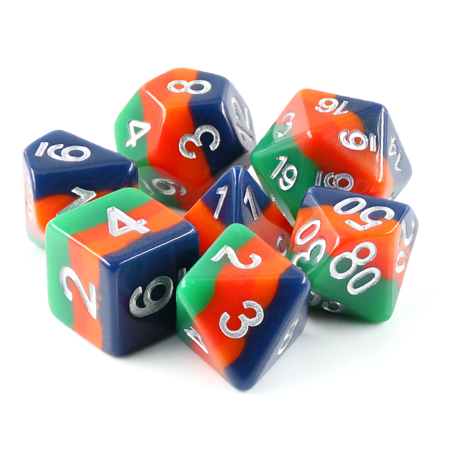 High Quality Bulk Custom Polyhedral 7PCS/Set Rainbow Color Layered Dice for Role Playing Games