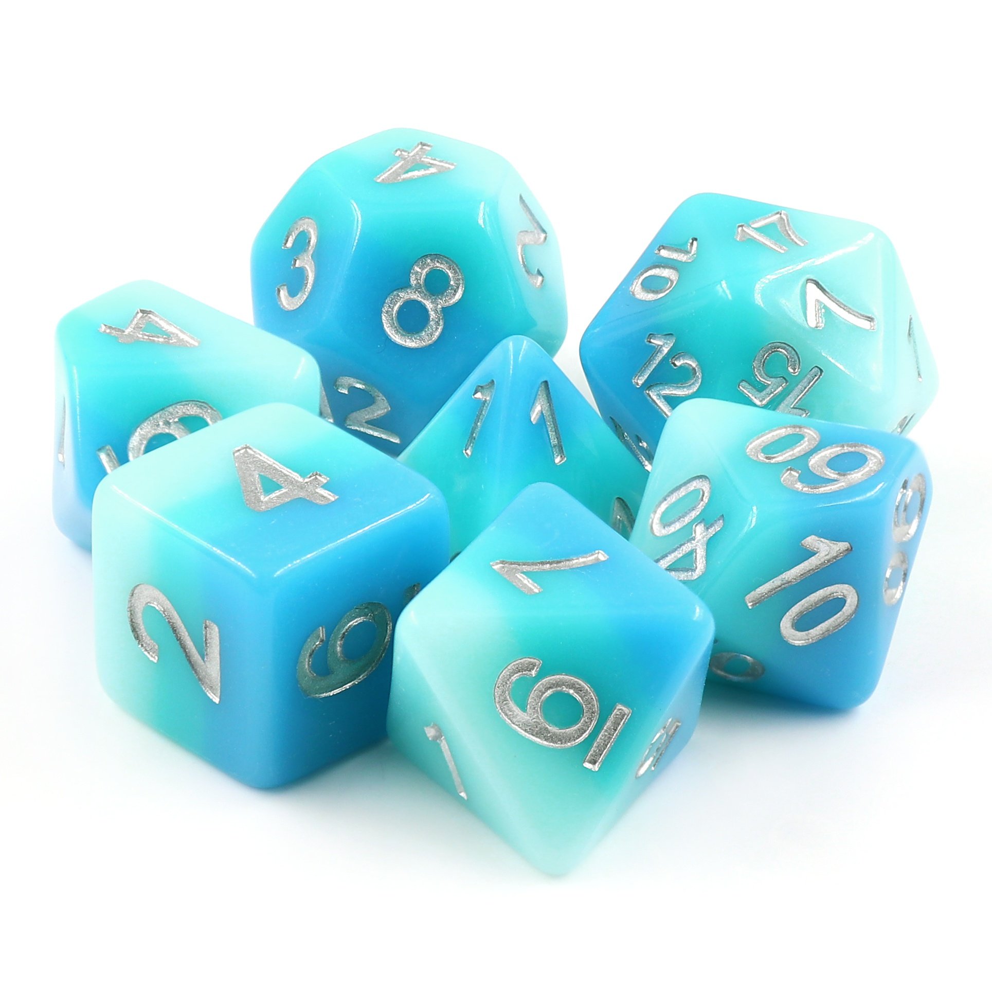 High Quality Bulk Custom Polyhedral 7PCS/Set Rainbow Color Layered Dice for Role Playing Games