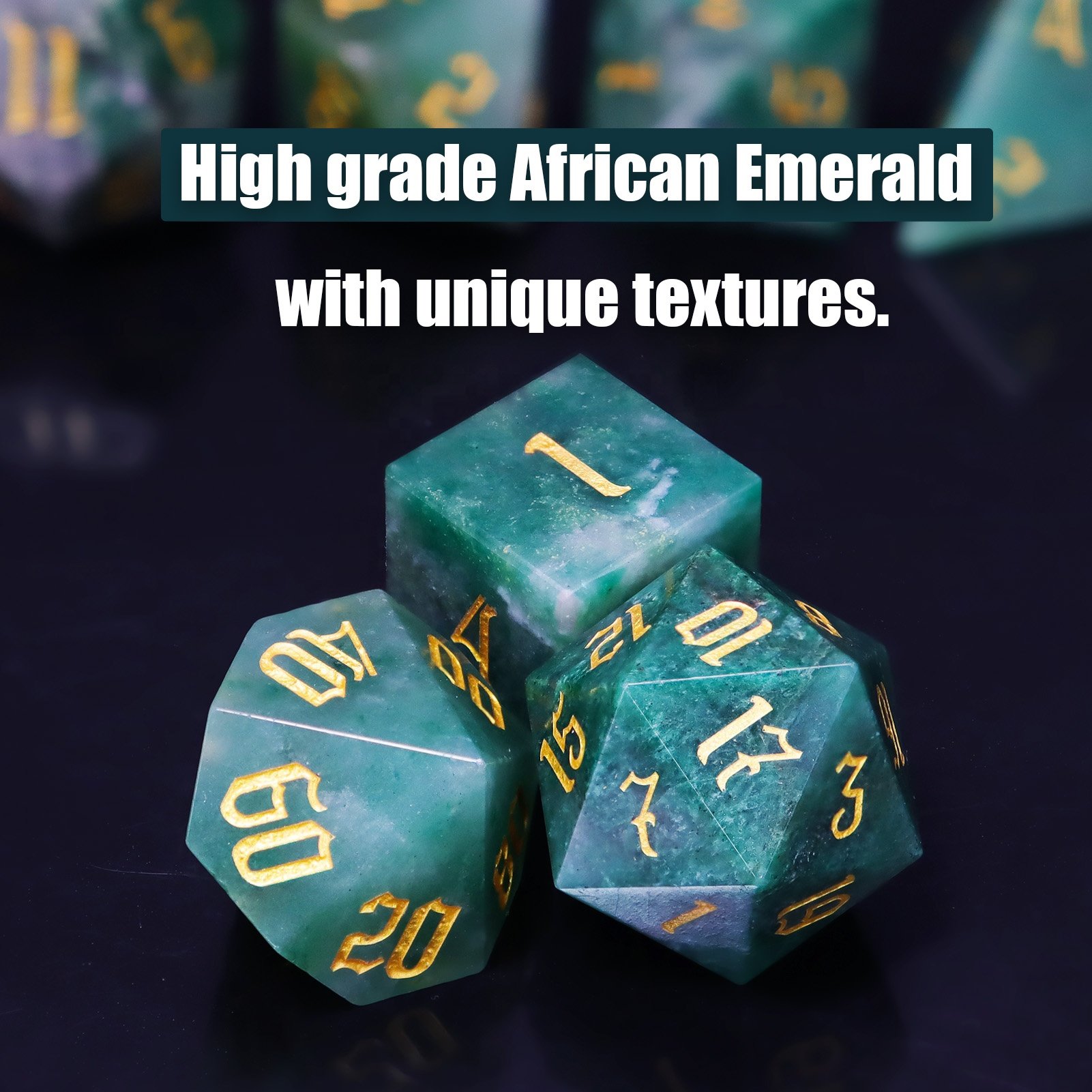 African Jade Dice RPG Natural Stone Polyhedral Dice DND Dice Set For DND Games Dungeons And Dragons