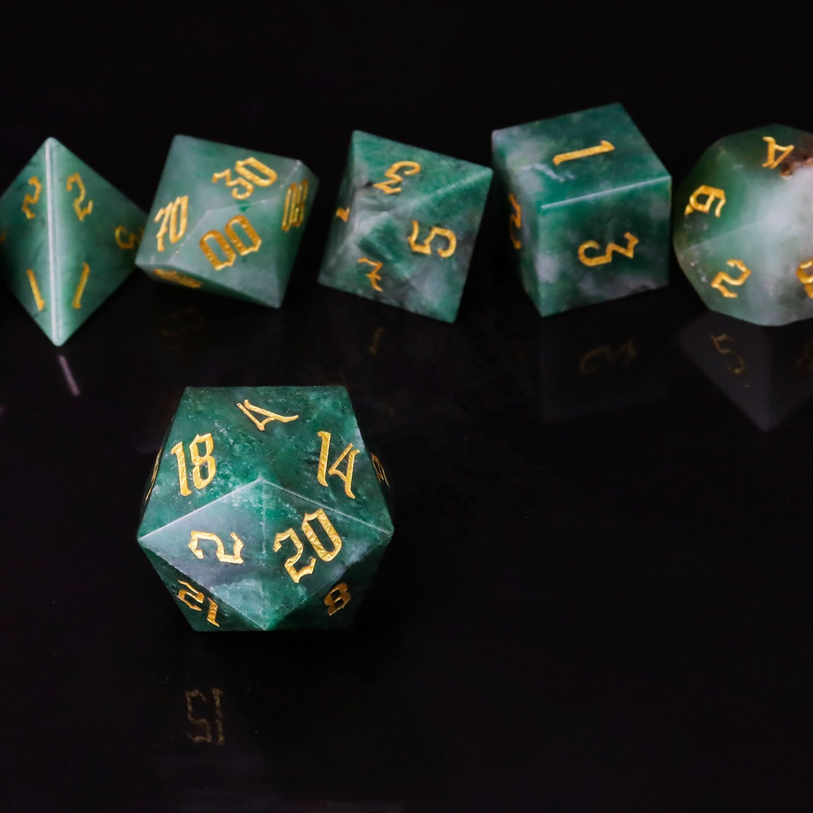 African Jade Dice RPG Natural Stone Polyhedral Dice DND Dice Set For DND Games Dungeons And Dragons