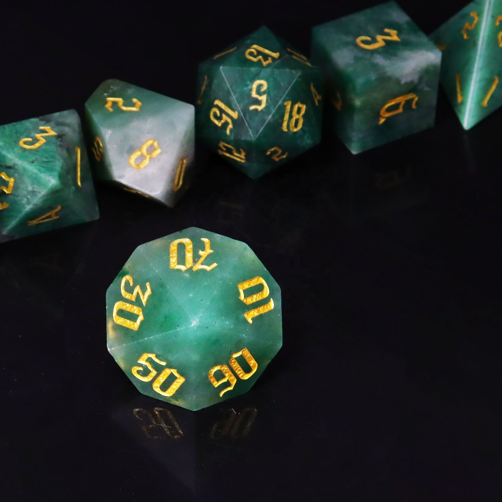 African Jade Dice RPG Natural Stone Polyhedral Dice DND Dice Set For DND Games Dungeons And Dragons