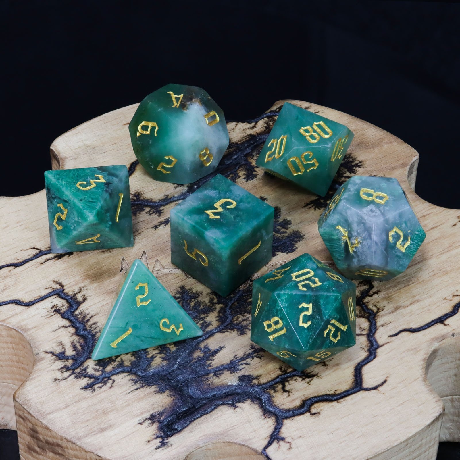 African Jade Dice RPG Natural Stone Polyhedral Dice DND Dice Set For DND Games Dungeons And Dragons