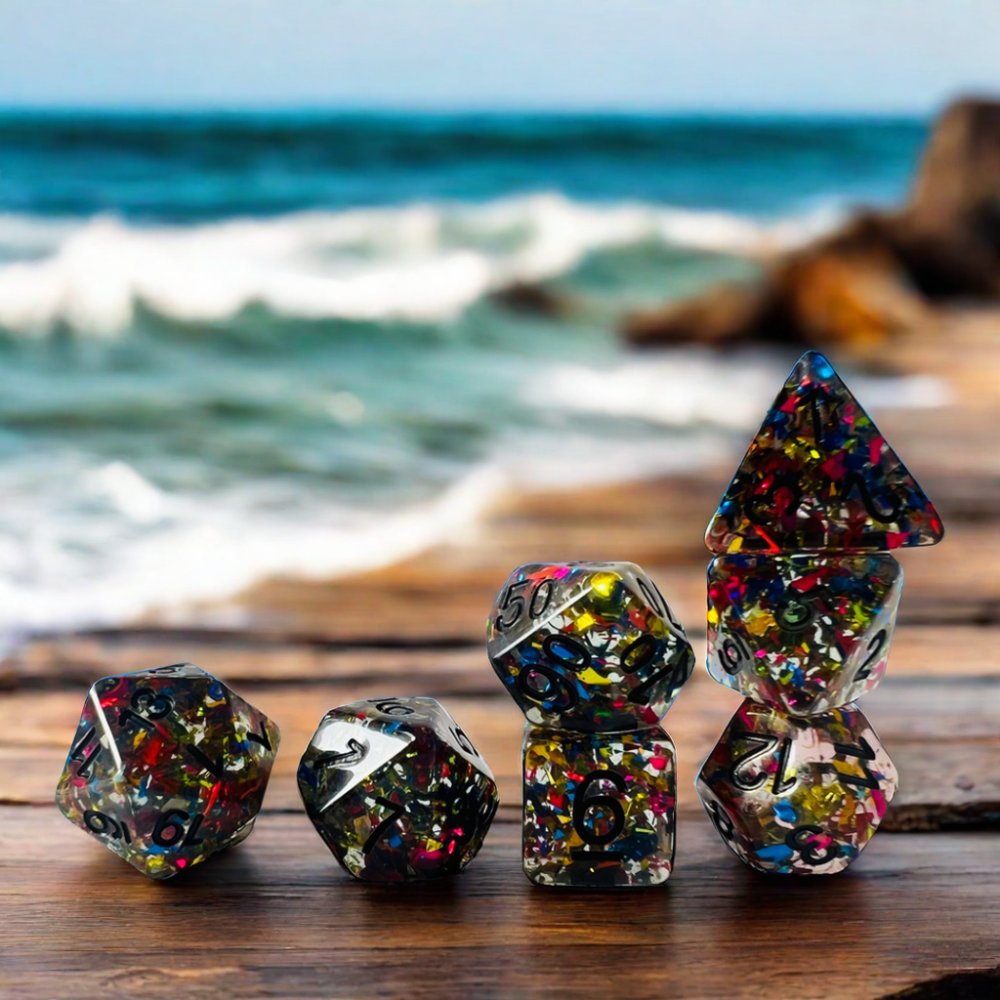 Dungeons & Dragons 7-Piece Set Sharp Corner Resin Dice With Colorful Paper 16Mm Polyhedral Cube Round Corner For Role-Playing Ga