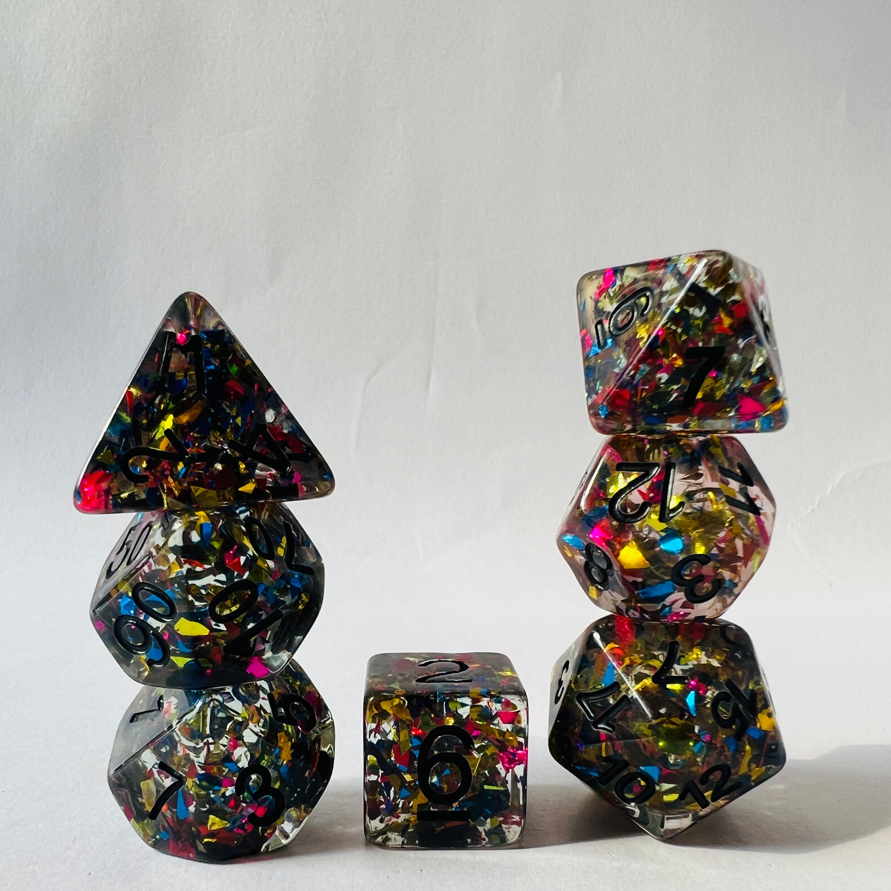 Dungeons & Dragons 7-Piece Set Sharp Corner Resin Dice With Colorful Paper 16Mm Polyhedral Cube Round Corner For Role-Playing Ga