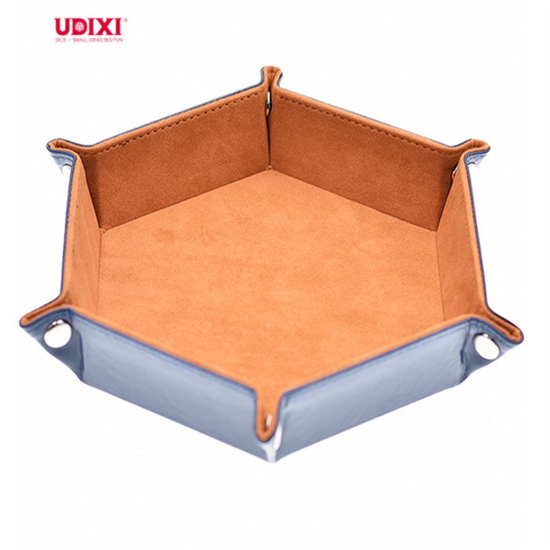 Udixi Dnd Dice Tray Velvet PU Leather Folding Hexagon Dice Holder Storage Box Set Dice Accessories