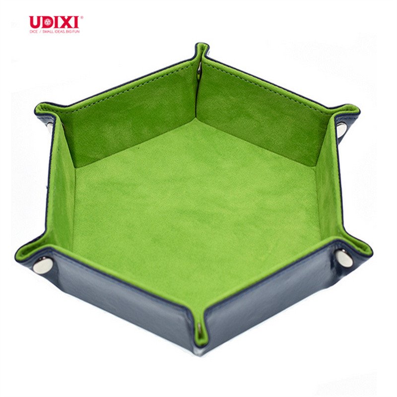 Udixi Dnd Dice Tray Velvet PU Leather Folding Hexagon Dice Holder Storage Box Set Dice Accessories